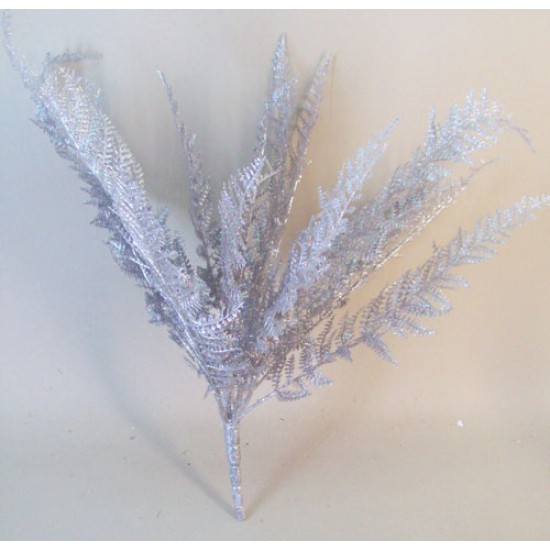 Silver Glitter Feather Fern Plant Christmas Decorations